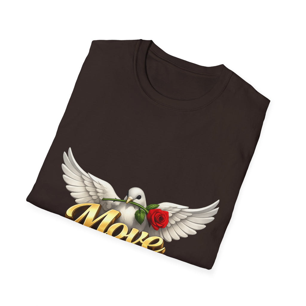 Move With a Purpose Dove T-Shirt — Inspirational Graphic Tee with Rose