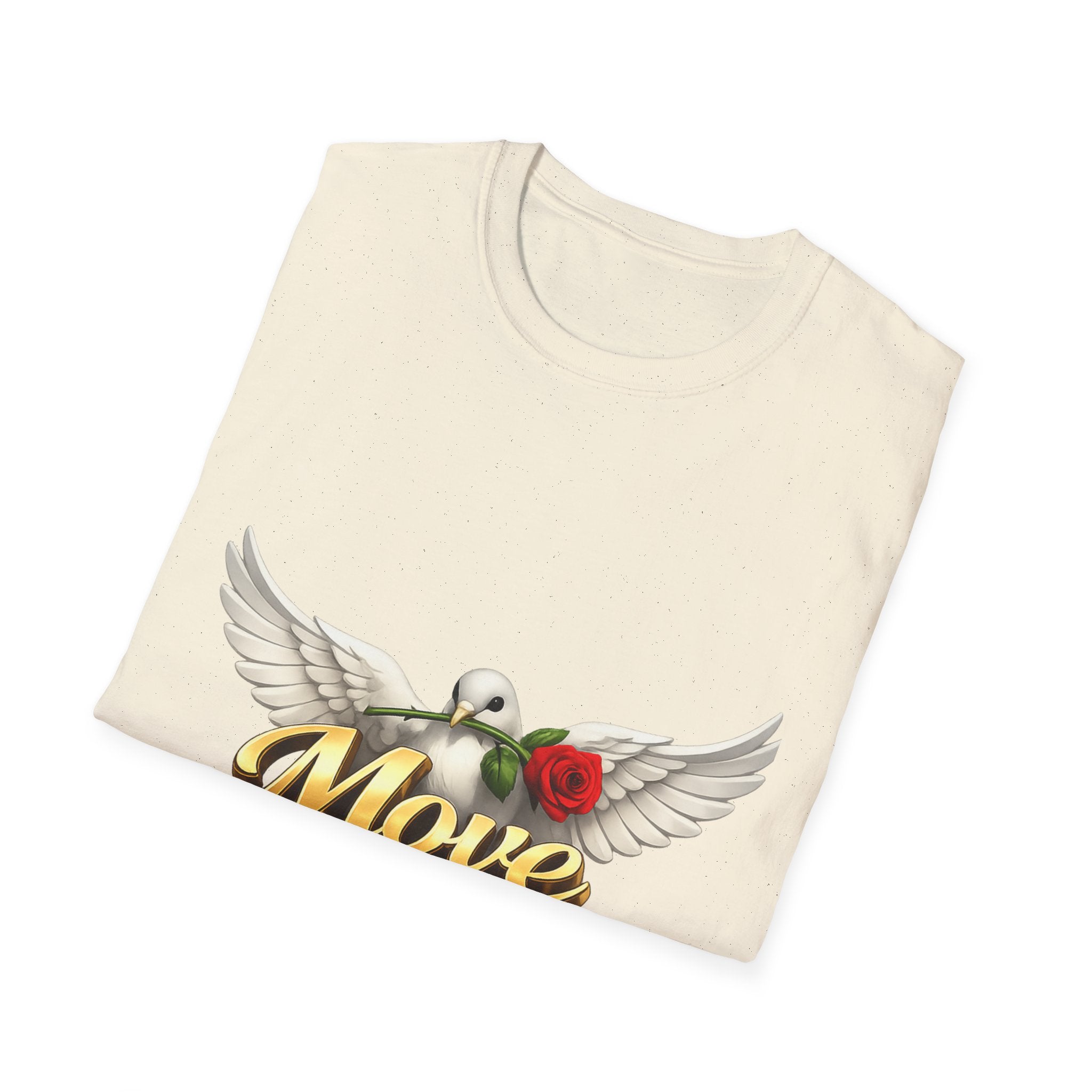 Move With a Purpose Dove T-Shirt — Inspirational Graphic Tee with Rose