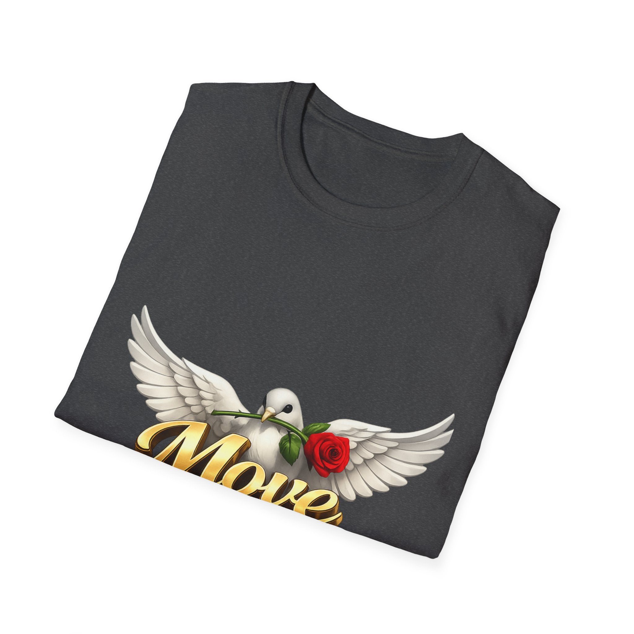 Move With a Purpose Dove T-Shirt — Inspirational Graphic Tee with Rose