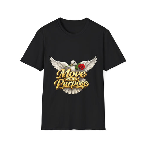 Move With a Purpose Dove T-Shirt — Inspirational Graphic Tee with Rose