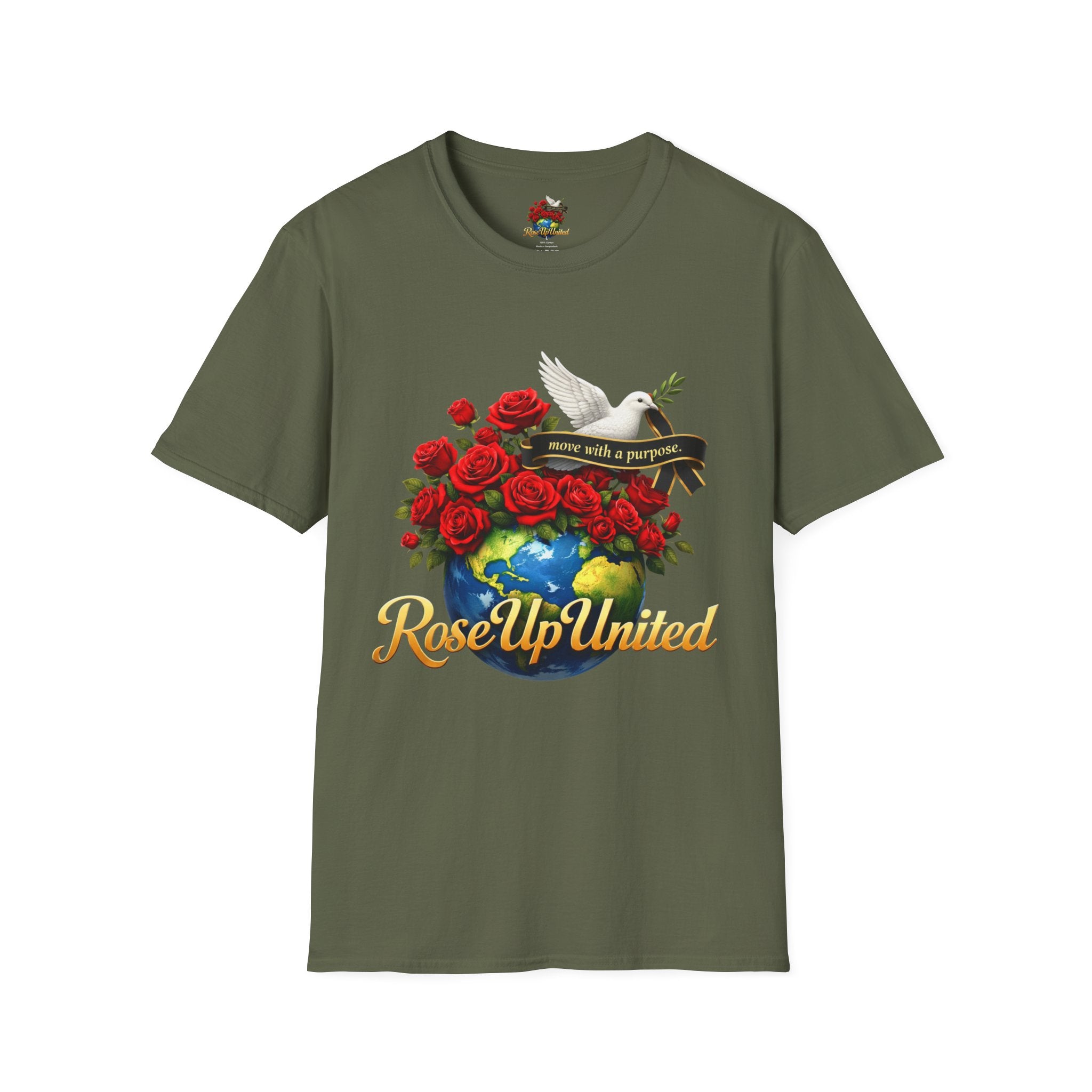 Rise Up United T-Shirt — Move With A Purpose Dove & Roses Graphic Tee