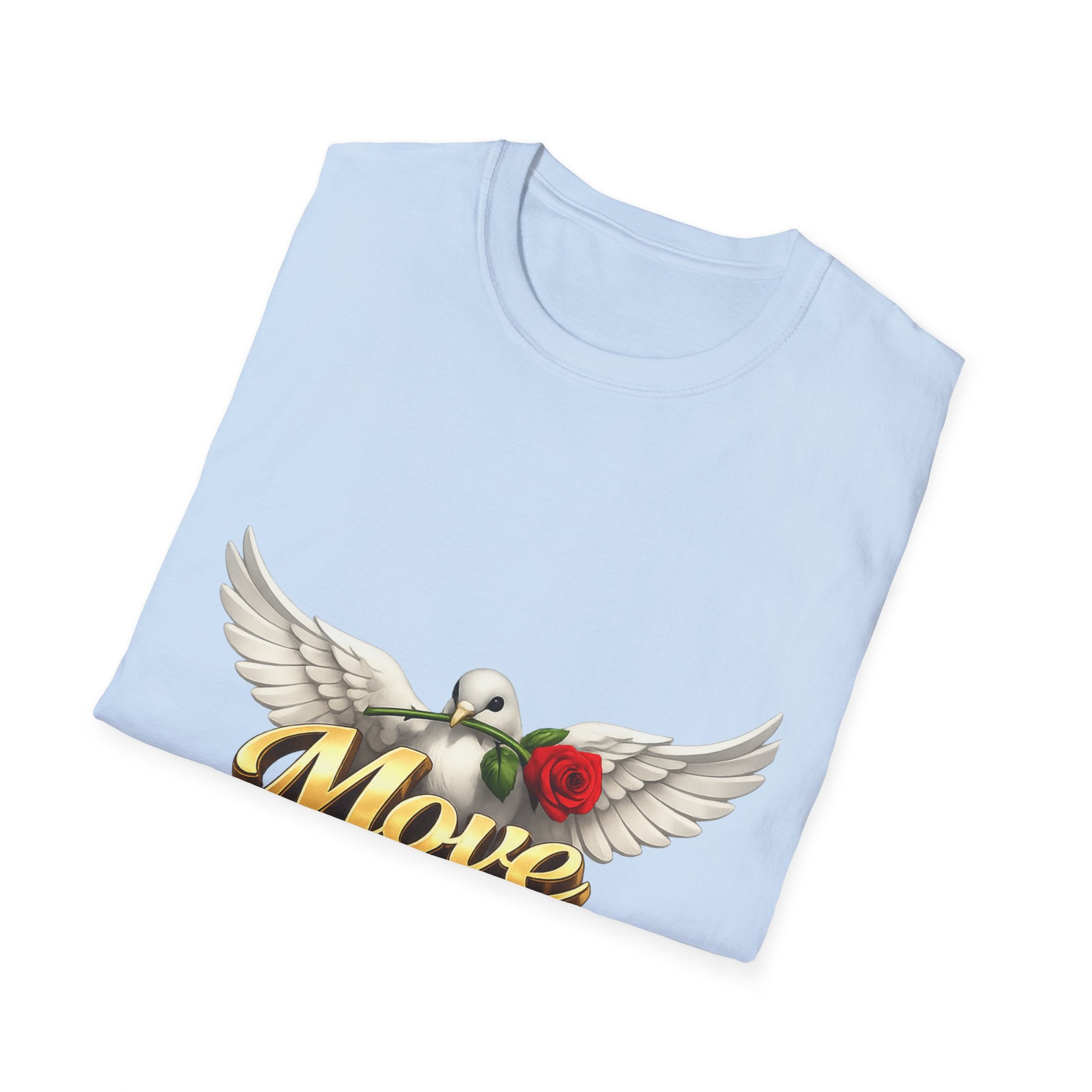 Move With a Purpose Dove T-Shirt — Inspirational Graphic Tee with Rose