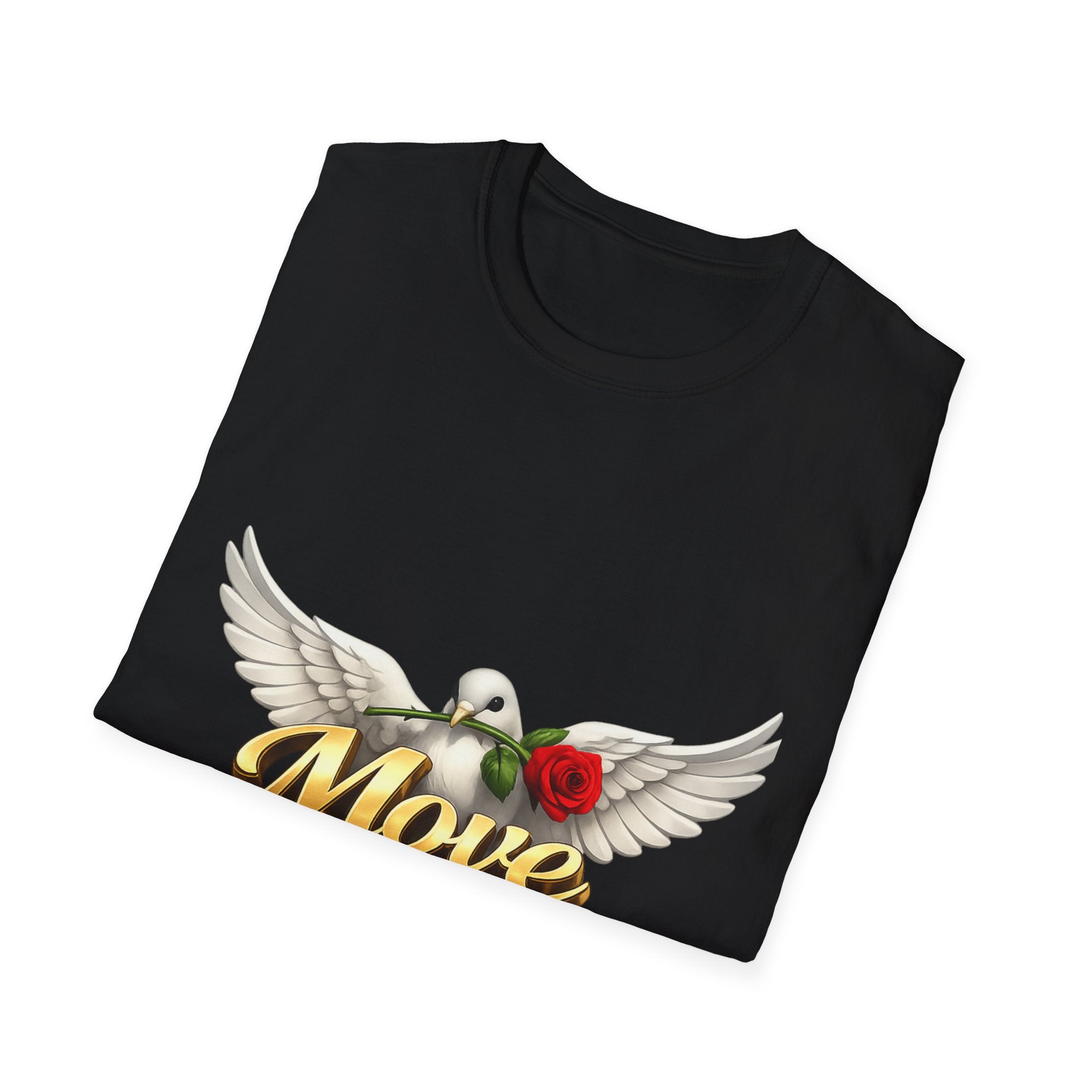 Move With a Purpose Dove T-Shirt — Inspirational Graphic Tee with Rose