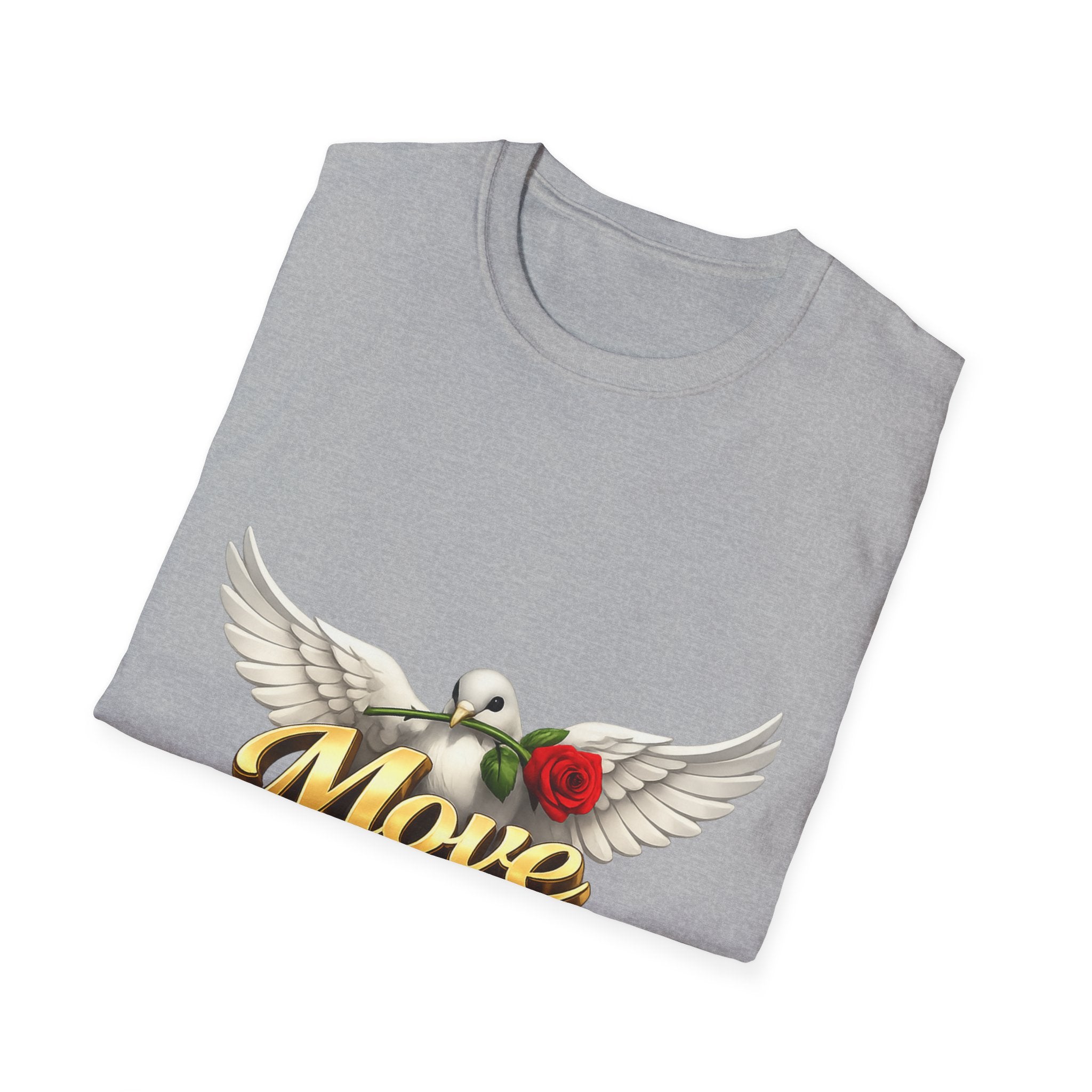 Move With a Purpose Dove T-Shirt — Inspirational Graphic Tee with Rose