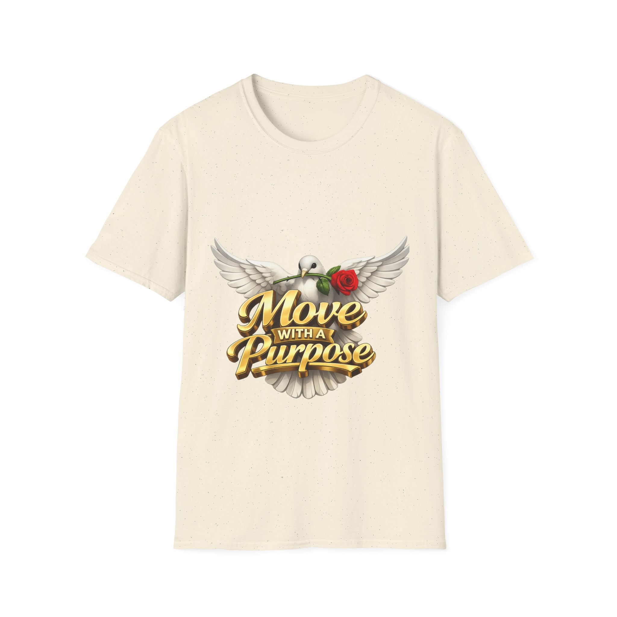 Move With a Purpose Dove T-Shirt — Inspirational Graphic Tee with Rose