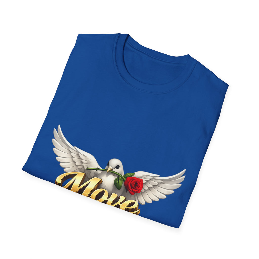 Move With a Purpose Dove T-Shirt — Inspirational Graphic Tee with Rose