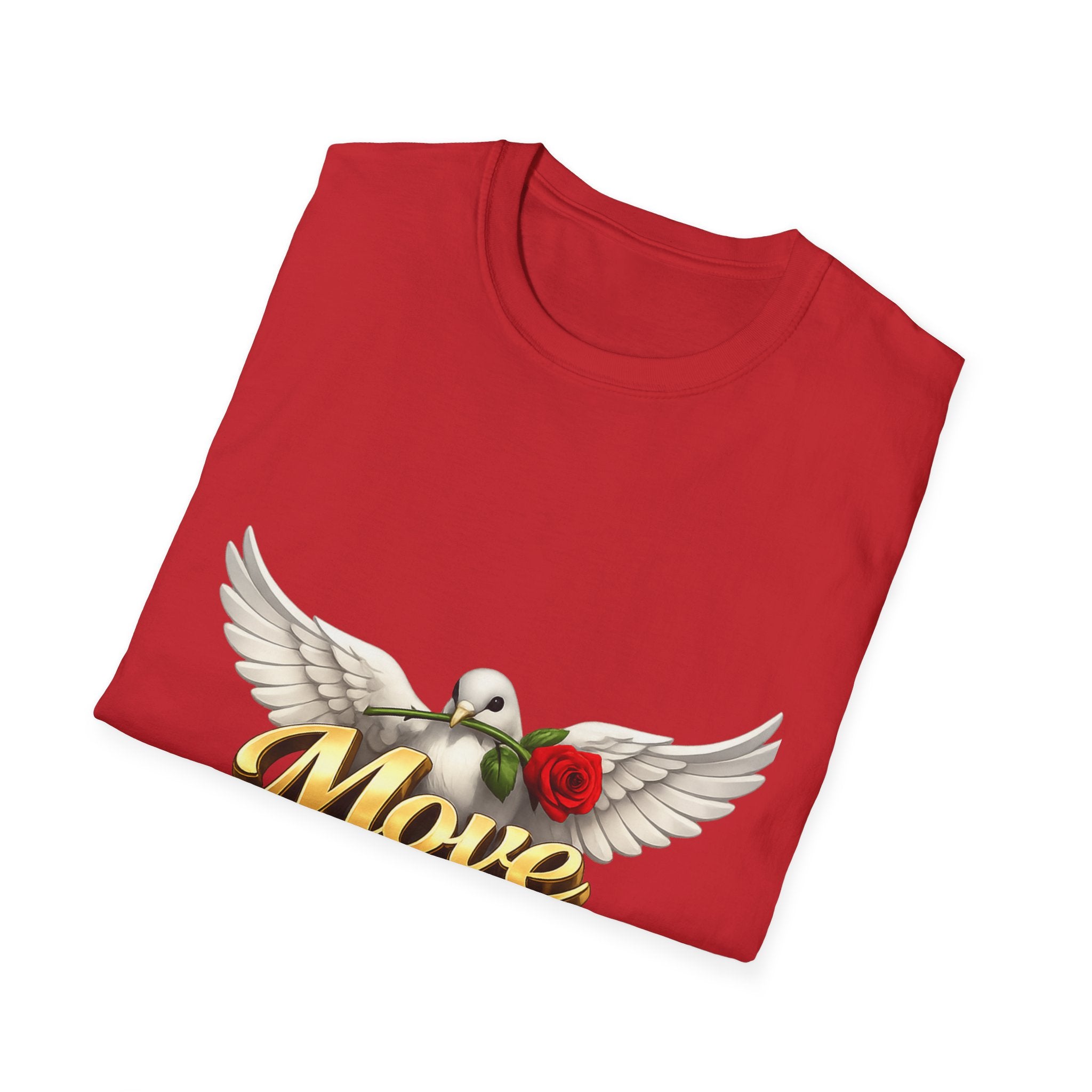 Move With a Purpose Dove T-Shirt — Inspirational Graphic Tee with Rose